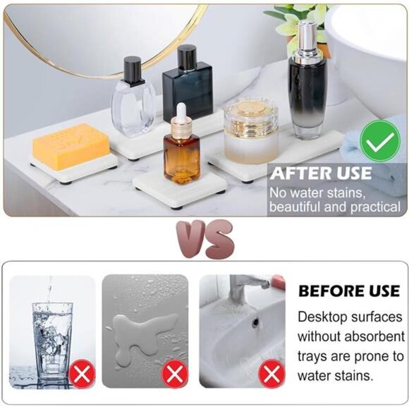 Fast Drying Stone Sink Tray Water Absorbing Vanity Tray for Bathroom Kitchen - Picture 5 of 7